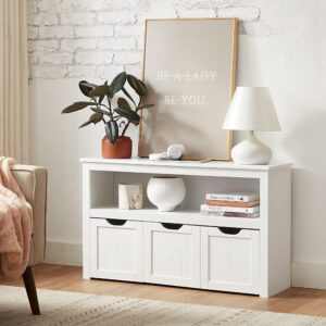 VASAGLE Skrinka na hračky s tromi nádobami biela