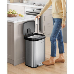 SONGMICS Odpadkový kôš 50 l z nehrdzavejúcej ocele čierny