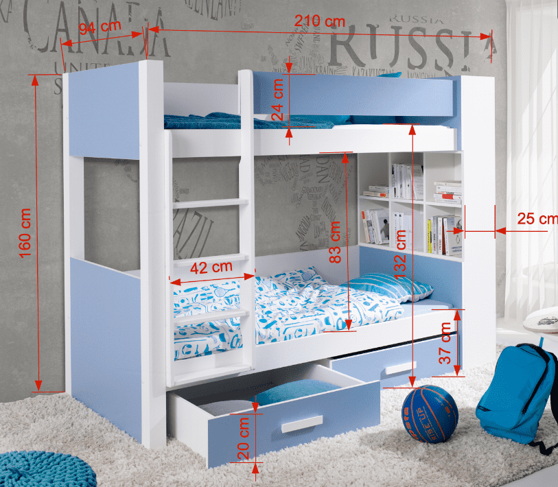ArtBed Detská poschodová posteľ GASPAR | 80 x 180 cm Prevedenie: Morenie - Akryl – Obrázok 7
