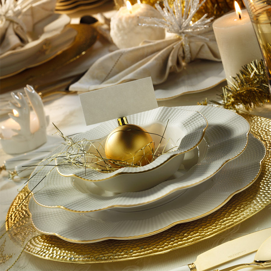 ASIR Porcelánová jedálenská súprava 24 ks GOLD krémovo zlatá – Obrázok 2
