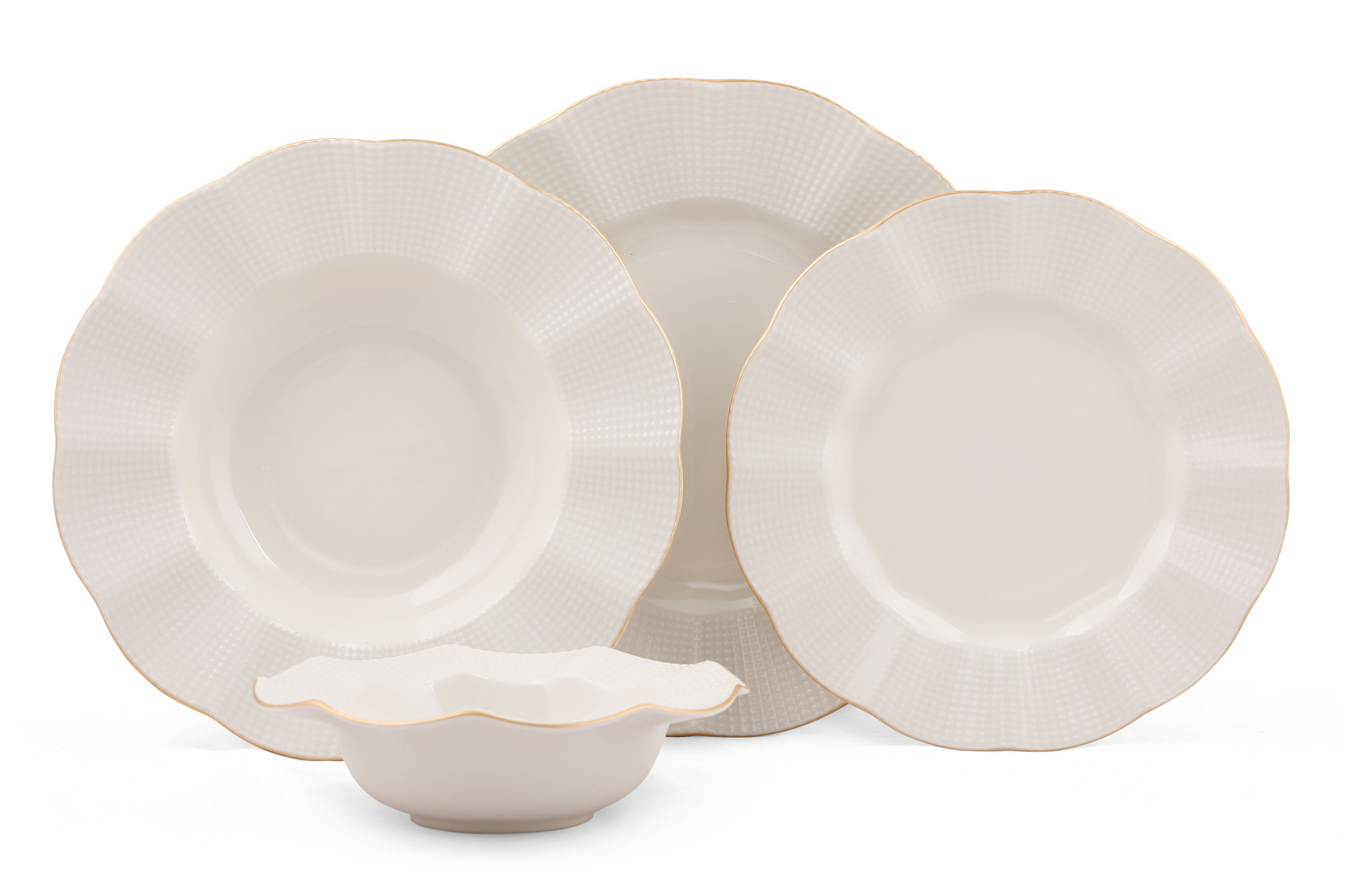 ASIR Porcelánová jedálenská súprava 24 ks GOLD krémovo zlatá – Obrázok 3