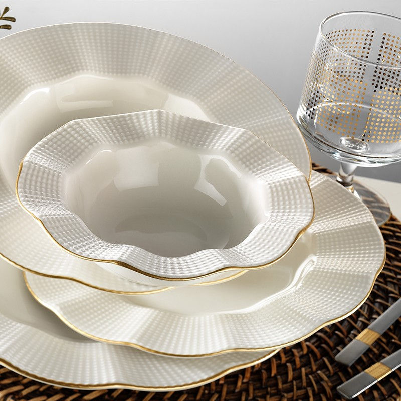 ASIR Porcelánová jedálenská súprava 24 ks GOLD krémovo zlatá – Obrázok 4