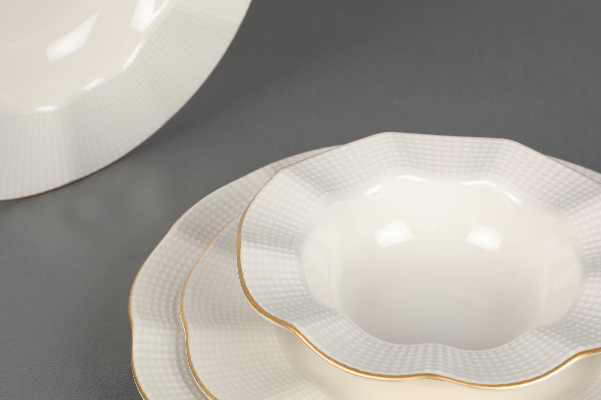 ASIR Porcelánová jedálenská súprava 24 ks GOLD krémovo zlatá – Obrázok 6