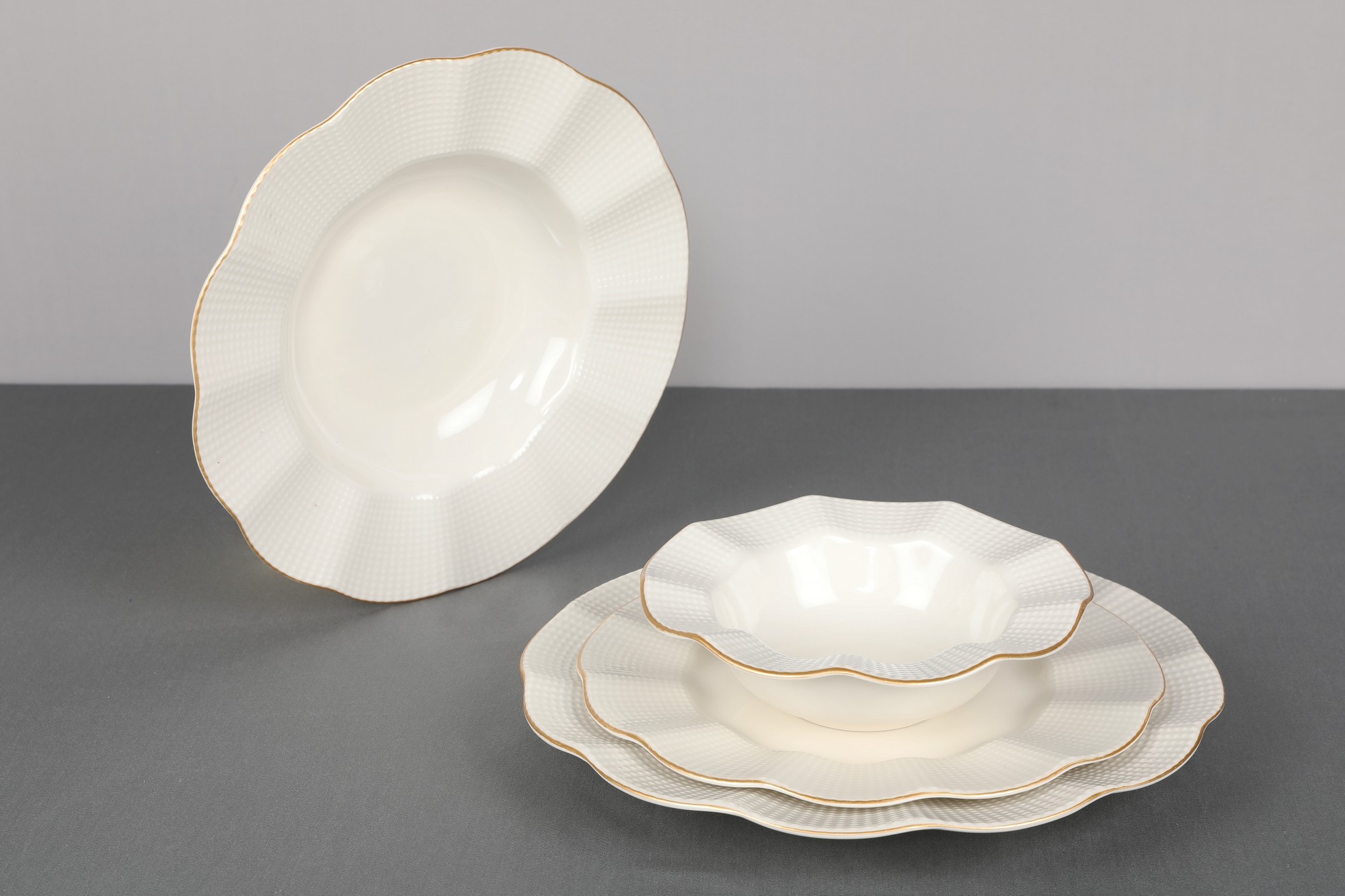 ASIR Porcelánová jedálenská súprava 24 ks GOLD krémovo zlatá – Obrázok 8