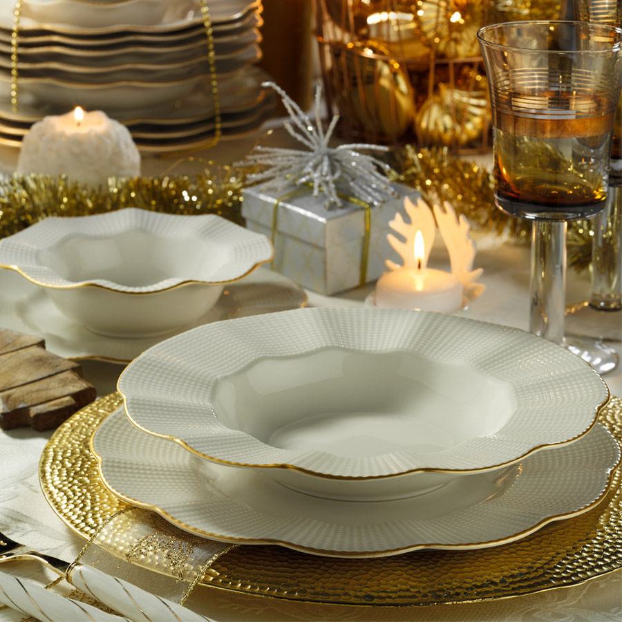 ASIR Porcelánová jedálenská súprava 24 ks GOLD krémovo zlatá