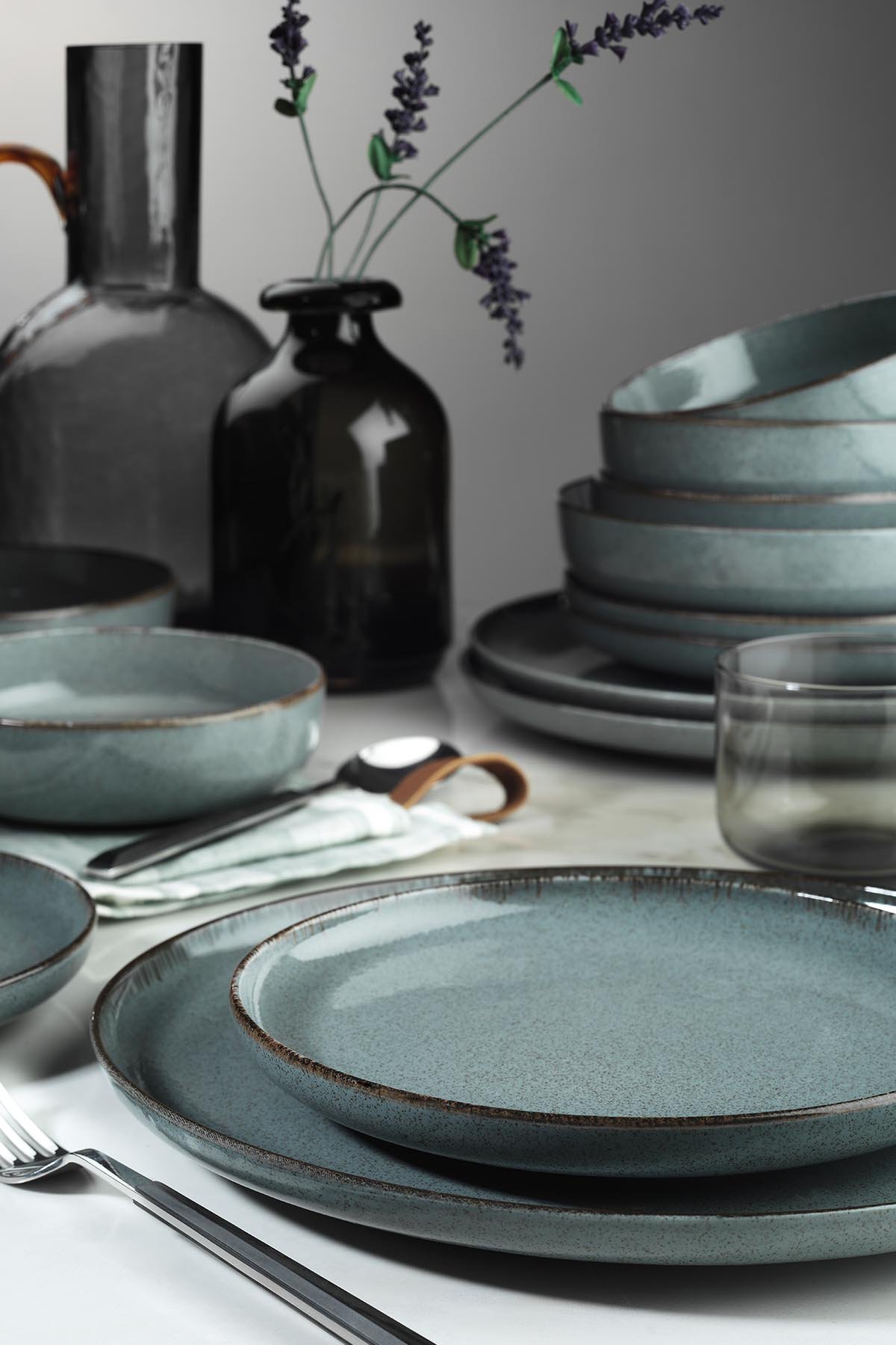 ASIR Porcelánová jedálenská súprava (16 ks) tyrkysová – Obrázok 2