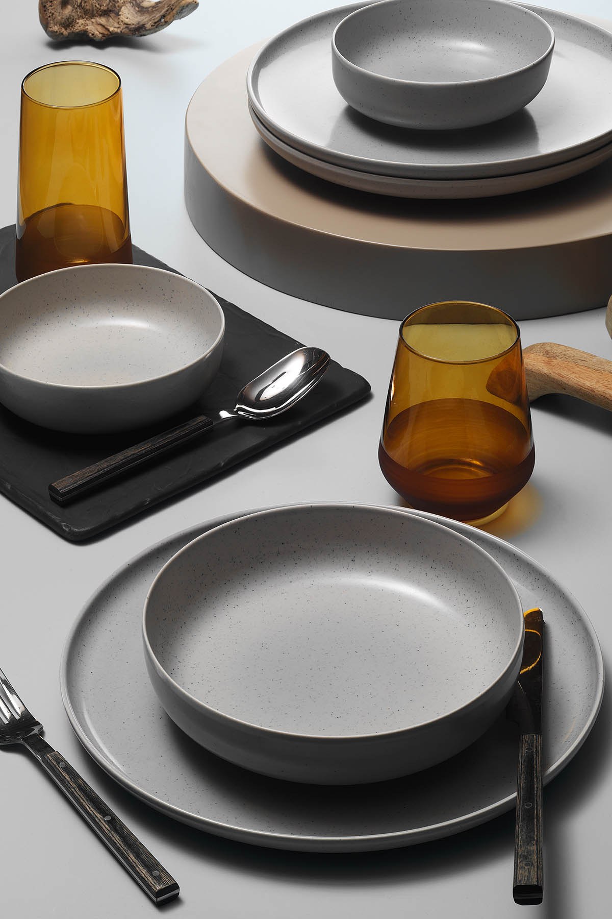 ASIR Porcelánová jedálenská súprava (18 ks) sivá – Obrázok 2
