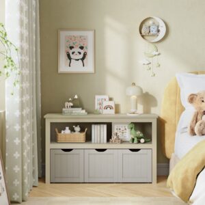 VASAGLE Skriňa s 3 úložnými boxmi 102 x 60 x 30 cm béžová