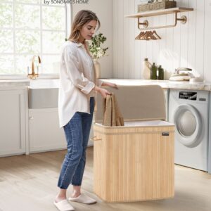 SONGMICS Kôš na bielizeň s vekom bambusový 150 l