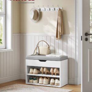 VASAGLE Sedací botník s úložným priestorom 60 x 44 x 30 cm biely