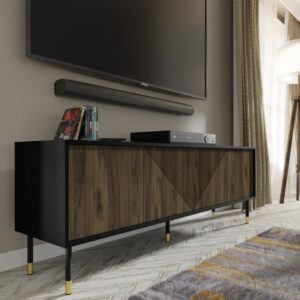 BIM TV stolík Woody 4D, 180 cm, čierny matný/pacifický orech