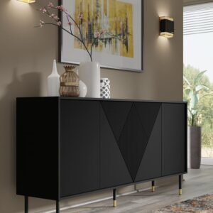 BIM Komoda Woody 4D, 180 cm, čierna matná