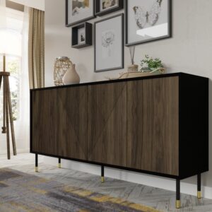 BIM Komoda Woody 4D, 180 cm, čierny mat/pacifický orech