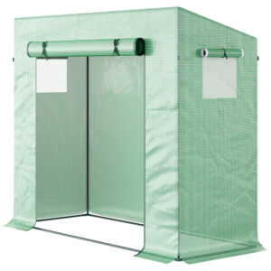 OUTSUNNY Prenosný úložný box s rolovacími dverami 200 x 76 x 168 cm zelený