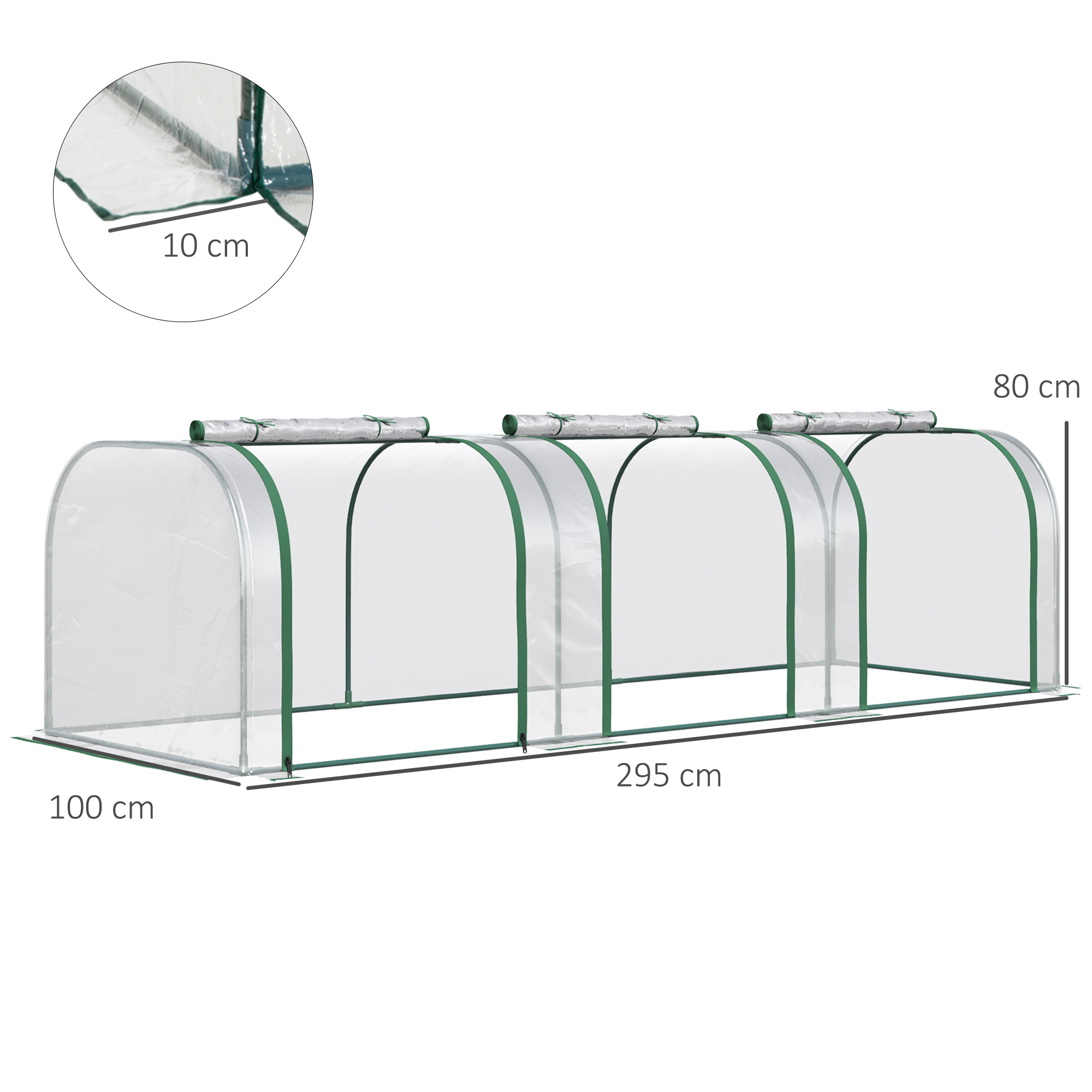OUTSUNNY Polkruhový foliovník s tromi vchodmi 295 x 82 x 100 cm biely – Obrázok 7