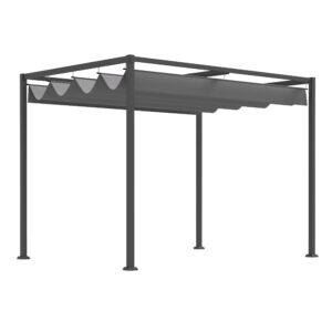OUTSUNNY Kovová pergola s textilnou strechou 298 x 221 x 213 cm sivá