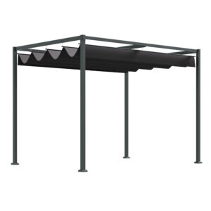 OUTSUNNY Kovová pergola s textilnou strechou 298 x 221 x 213 cm čierna