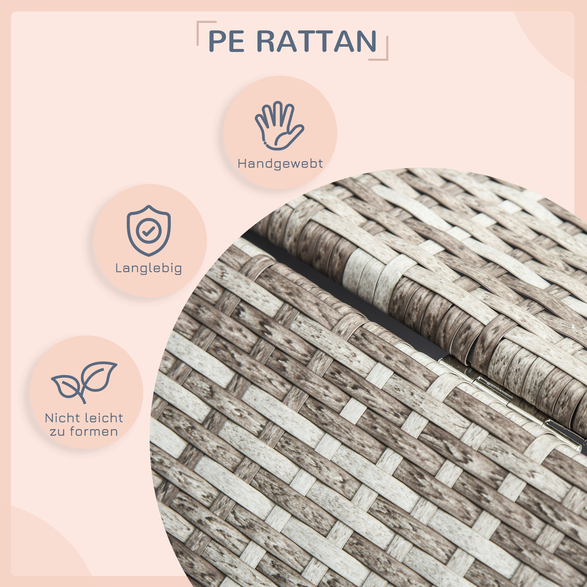 PAWHUT Ratanový prístrešok pre psov s vankúšom 98 x 73 x 69 cm sivý – Obrázok 3