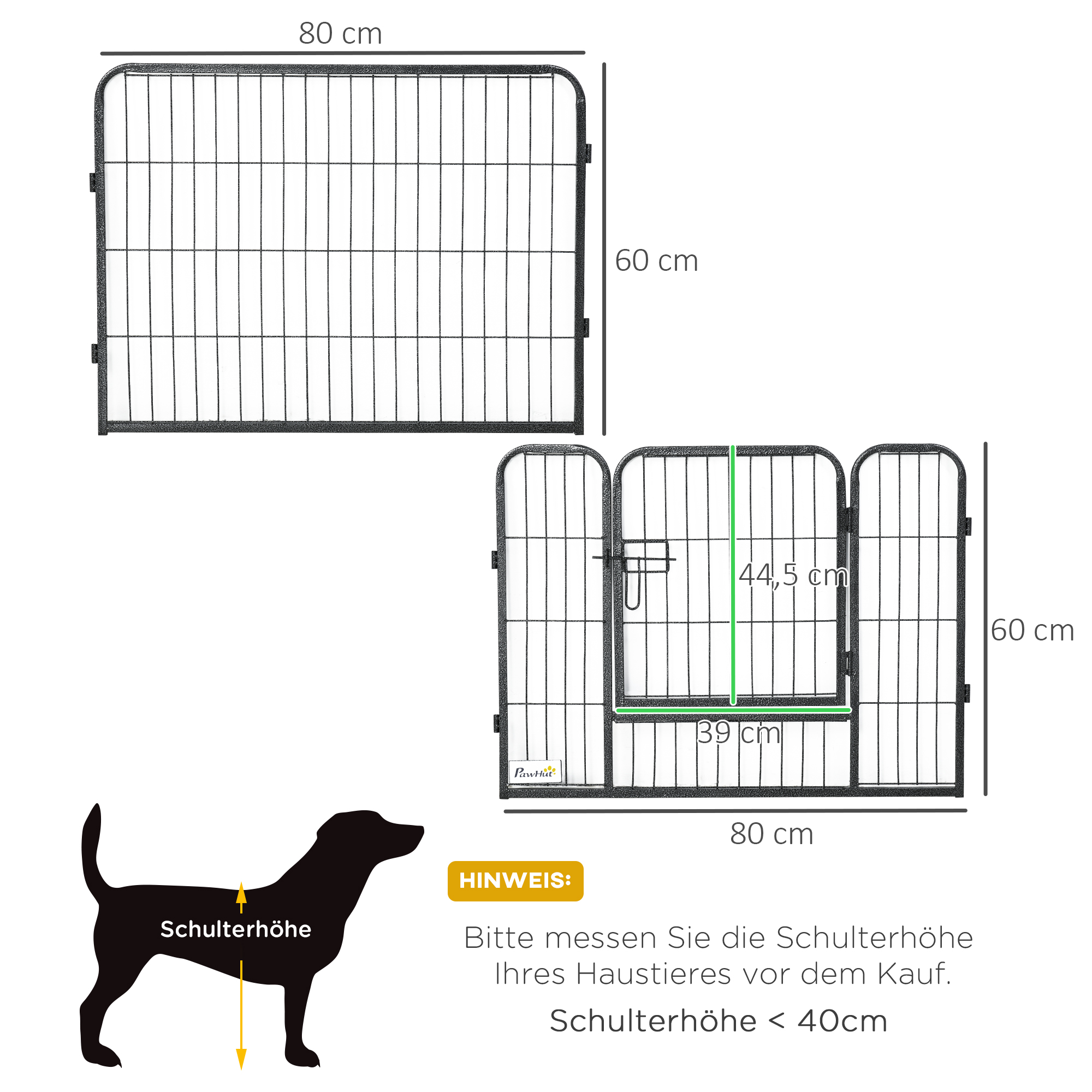 PAWHUT Výbeh pre šteňatá 12 panelov 80 x 60 cm čierny – Obrázok 2