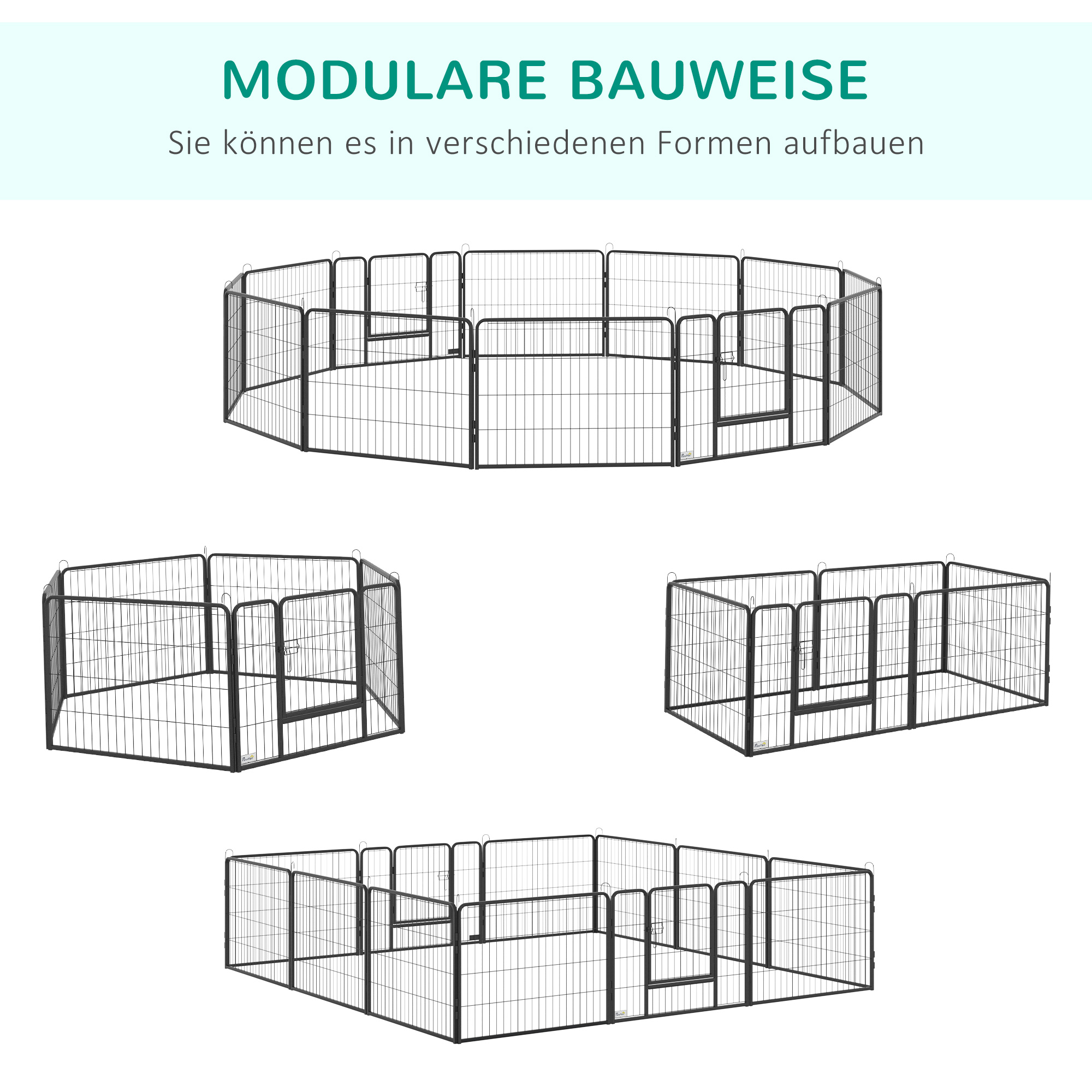 PAWHUT Výbeh pre šteňatá 12 panelov 80 x 60 cm čierny – Obrázok 3