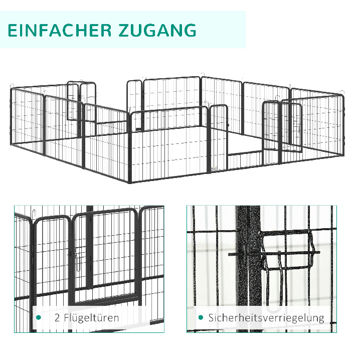 PAWHUT Výbeh pre šteňatá 12 panelov 80 x 60 cm čierny – Obrázok 4