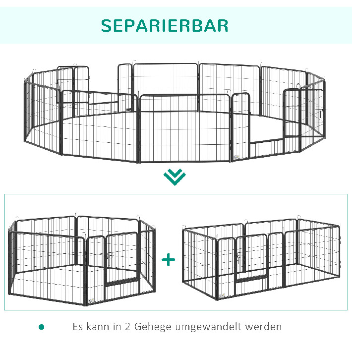 PAWHUT Výbeh pre šteňatá 12 panelov 80 x 60 cm čierny – Obrázok 6