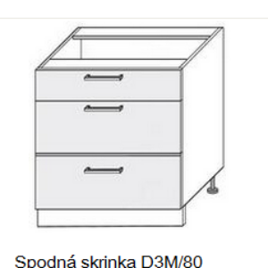 ArtExt Kuchynská linka Brerra – lesk Kuchyňa: Spodná skrinka D3M/80 / (ŠxVxH) 80 x 82 x 50 cm