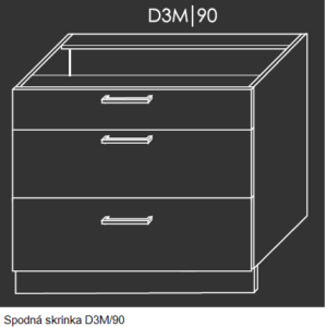 ArtExt Kuchynská linka Brerra – lesk Kuchyňa: Spodná skrinka D3M/90 / (ŠxVxH) 90 x 82 x 50 cm