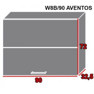 ArtExt Kuchynská linka Brerra – lesk Kuchyňa: Horná skrinka W8B/90 AVENTOS / korpus grey, lava, biela (ŠxVxH) 90 x 72 x 32,5 cm