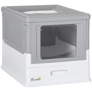 PAWHUT Toaleta pre mačky s dvoma dvierkami plastová 48 x 36 x 37 cm sivá