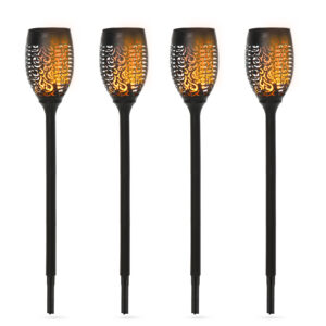 OUTSUNNY Sada 4 záhradných svietidiel TORCH Ø12 x 72cm čierna