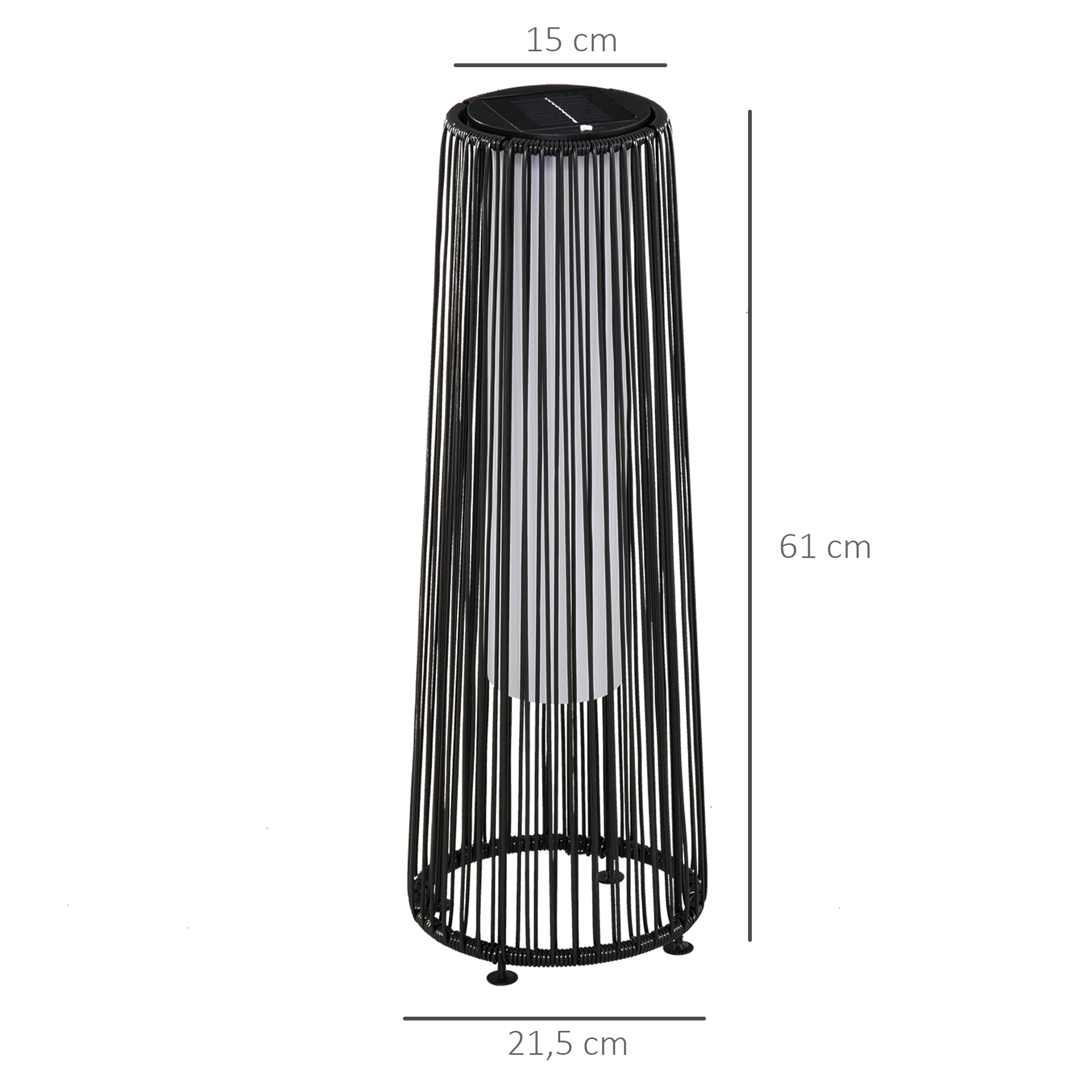 OUTSUNNY Solárna záhradná lampa so svetelným senzorom 22 x 22 x 61 cm čierna – Obrázok 5
