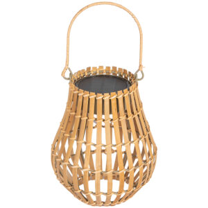 OUTSUNNY Solárna záhradná lampa dobíjateľná 3 farby svetla s bambusovým tienidlom