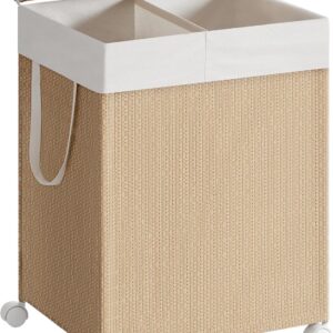 SONGMICS Pohyblivý koš na bielizeň 2D 100 l béžová