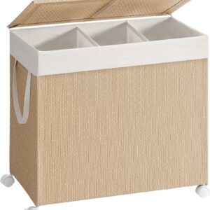 SONGMICS Pohyblivý koš na bielizeň 3D 140 l béžová