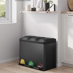 SONGMICS Kôš na triedený odpad 3 x 15 l čierna