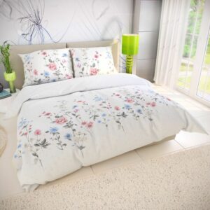 Kvalitex Bavlnené obliečky Delux Lúka ružová, 240 x 200 cm, 2 ks 70 x 90 cm