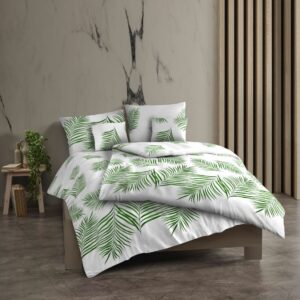 Kvalitex Bavlnené obliečky Tropical biela, 200 x 200 cm, 2x 70 x 90 cm, 200 x 200 cm, 2 ks 70 x 90 cm