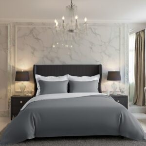 Kvalitex Saténové obliečky Luxury Collection biela/tmavosivá, 140 x 220 cm, 70 x 90 cm