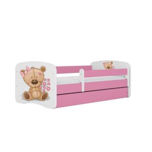 Detská Posteľ. Babydreams+Sz+M Ružová 70×140 Medveď s kvetmi