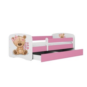 Detská Posteľ. Babydreams+Sz+M ružová 80×160 Medveď s kvetmi