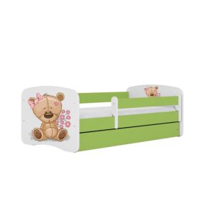 Detská Posteľ. Babydreams+Sz+M zelená 80×180 Medveď s kvetmi