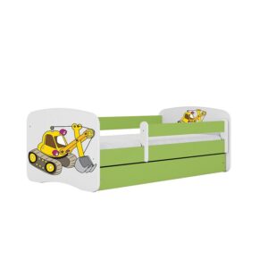 Detská Posteľ. Babydreams+Sz+M Zelená 80×180 Rýpadlo
