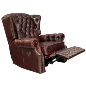 Elektrické polohovacie kreslo Chesterfield Stunning z pravej hovädzej kože Red