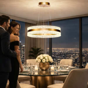 CASTILLO 40 lampa wisząca złoty 24W LED 3000, 4500, 6500K kryształki bezbarwne