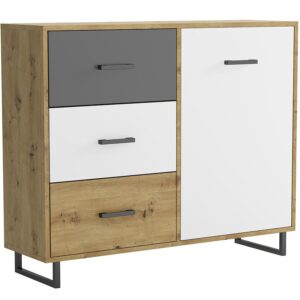Komoda Bari 3S1F dub artisan/grafit/biela