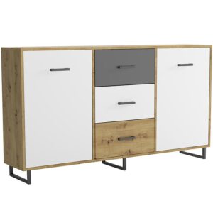 Komoda Bari 3S2F dub  artisan/grafit/biela