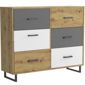 Komoda Bari 6S dub artisan/grafit/biela