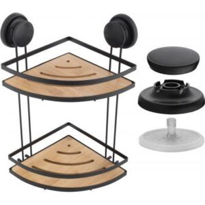 Košík bambus rohový 2 poličky na prísavky GAVI-BN2