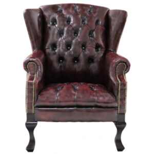 Kreslo Chesterfield Chester z pravej hovädzej kože New Red